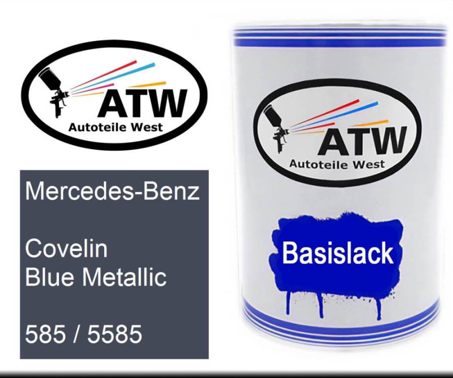 Mercedes-Benz, Covelin Blue Metallic, 585 / 5585: 500ml Lackdose, von ATW Autoteile West.